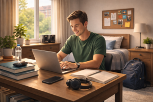 College student living in a rental apartment protecting personal belongings