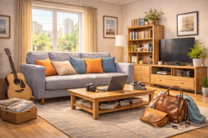 Personal belongings inside a rental apartment ready for protection