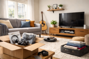 New personal belongings inside a rental apartment after replacement